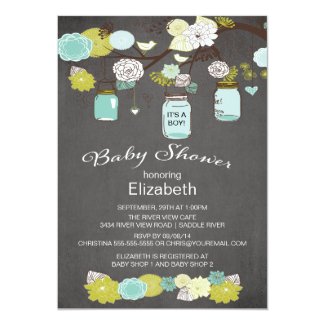 Chalkboard Rustic Country Mason Jar Baby Shower 5x7 Paper Invitation Card