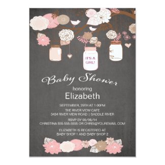 Chalkboard Rustic Country Mason Jar Baby Shower 5x7 Paper Invitation Card
