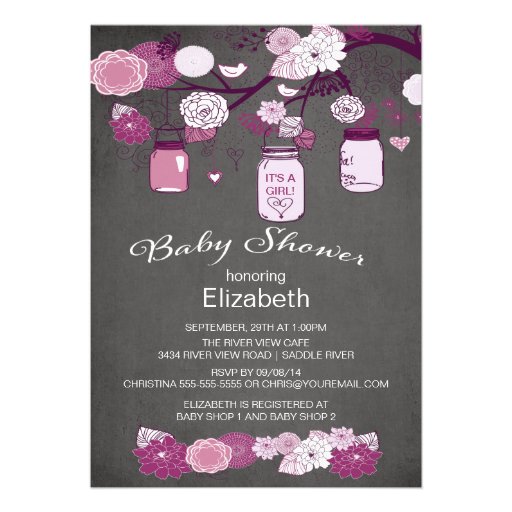 Chalkboard Rustic Country Mason Jar Baby Shower Invitations