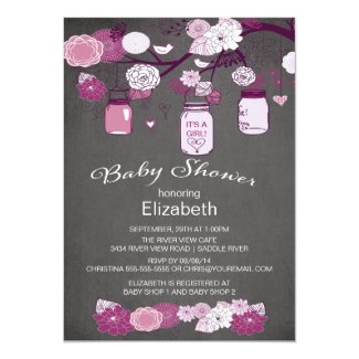 Chalkboard Rustic Country Mason Jar Baby Shower 5x7 Paper Invitation Card