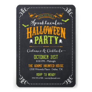 Chalkboard Rustic Spooktacular Halloween Party Invites