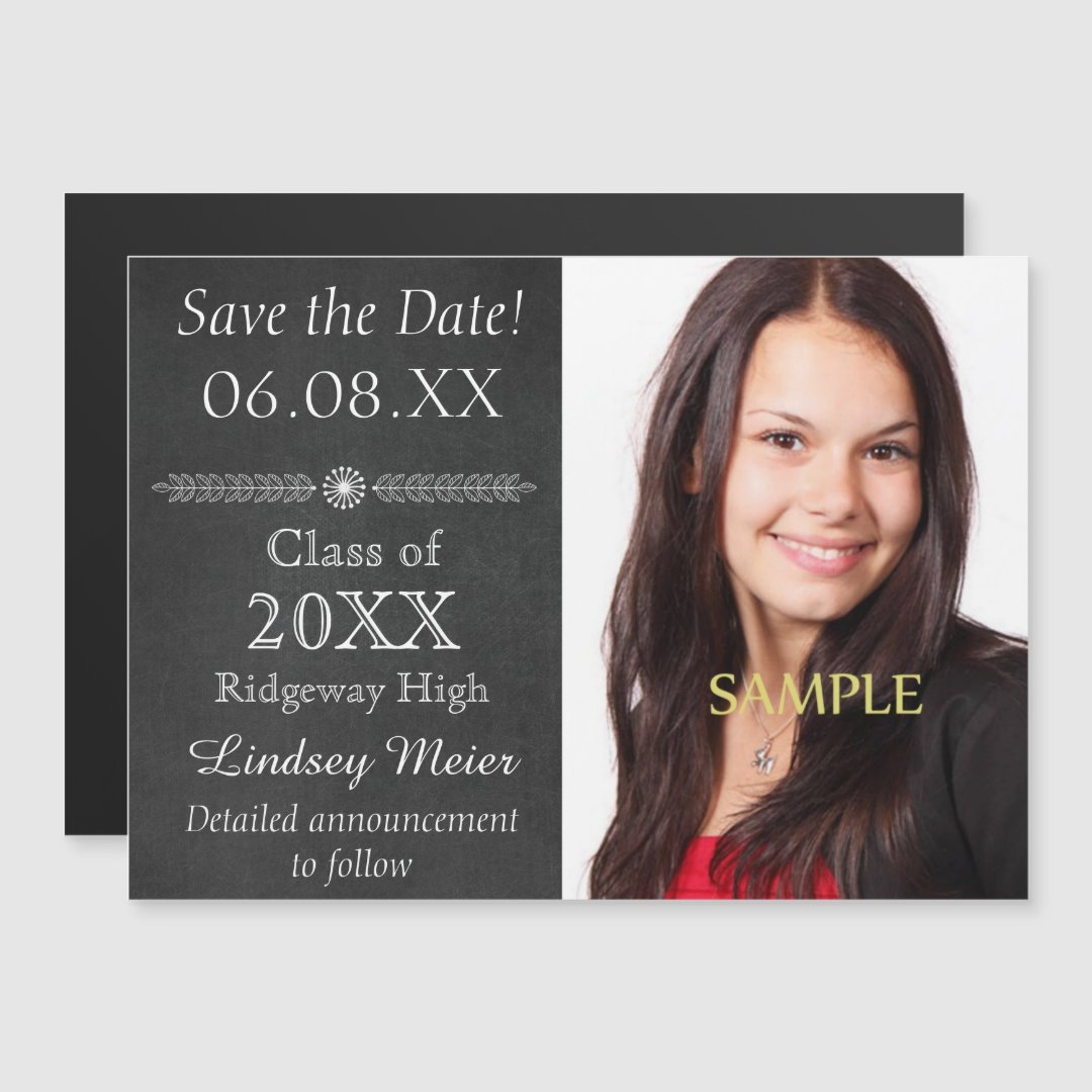 Chalkboard Save The Date Graduation Magnetic Invitation Zazzle