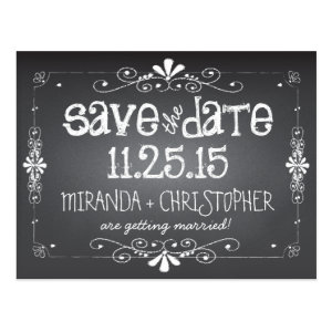 Chalkboard Save the Date Wedding Postcard