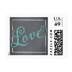 Chalkboard Script Blue Love Postage Stamp