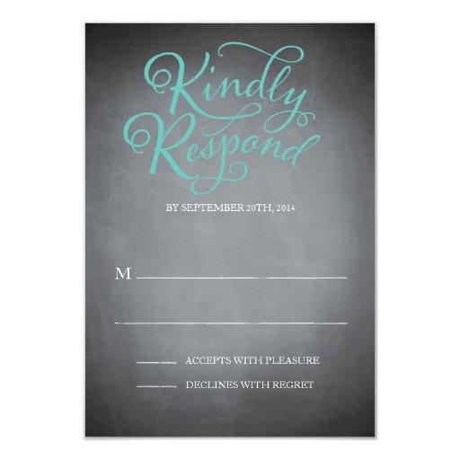 Chalkboard Script Blue Response Personalized Announcements (front side)