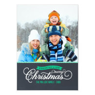 Chalkboard Script Christmas Photo Card Personalized Announcement