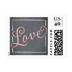 Chalkboard Script Pink Love Postage Stamps