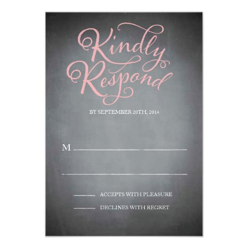 Chalkboard Script Pink Response Custom Invite