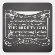 Chalkboard Scripture Christmas Square Sticker