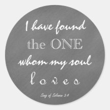 Chalkboard Scripture Message Round Wedding Sticker