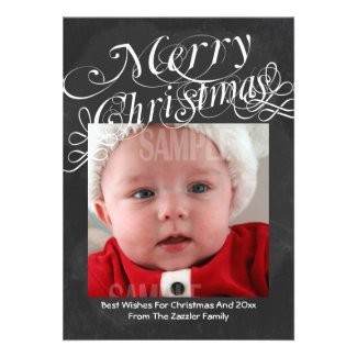 Chalkboard Scroll Font Merry Christmas Template Custom Announcements