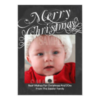 Chalkboard Scroll Font Merry Christmas Template 5x7 Paper Invitation Card