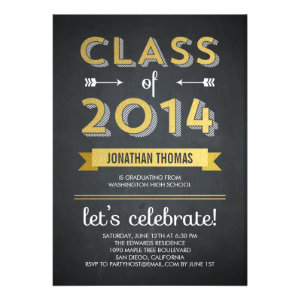 Chalkboard Shine Graduation Invitation