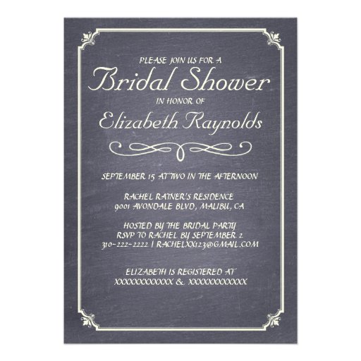 Chalkboard Silver Bridal Shower Invitations