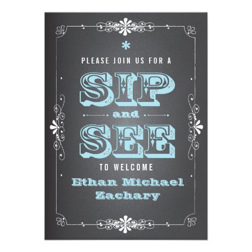 Chalkboard Sip and See Baby BoyInvitation