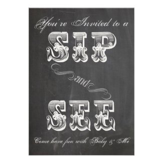 Chalkboard Sip and See Baby Shower Invite