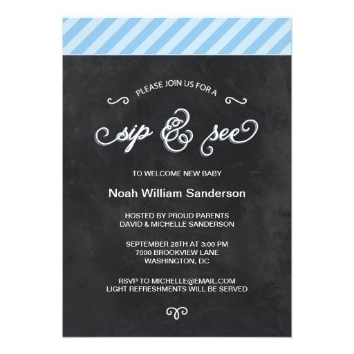 Chalkboard Sip and See Personalized Invitations