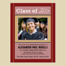Chalkboard Sketch Graduation Postcard (red) postcards