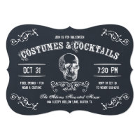 Chalkboard Skull Halloween Cocktail Party 5x7 Paper Invitation Card