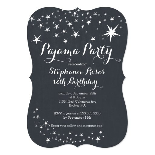 Chalkboard Slumber Party Birthday Party Invitation (front side)
