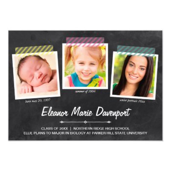 Chalkboard Snapshots | Photo Graduation Party 5x7 Paper Invitation Card by dulceevents at Zazzle