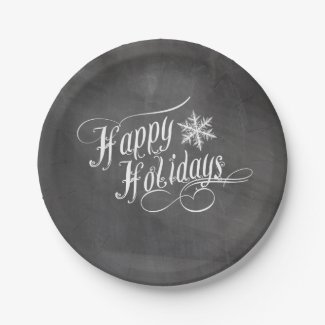 Chalkboard Snowflakes | Happy Holidays 7 Inch Paper Plate