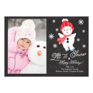 Chalkboard Snowman Family Photo Christmas Card