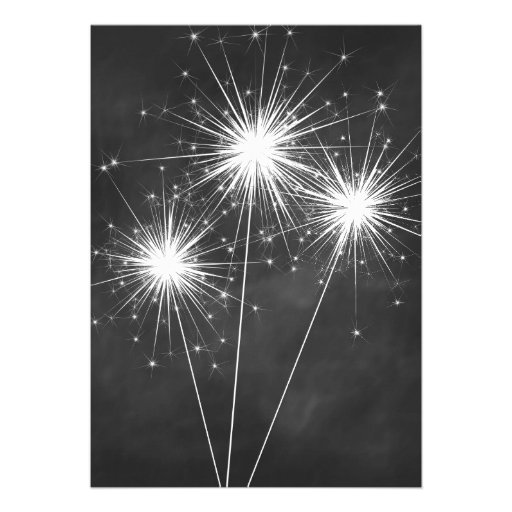 Chalkboard Sparkler Graduation Invitation
