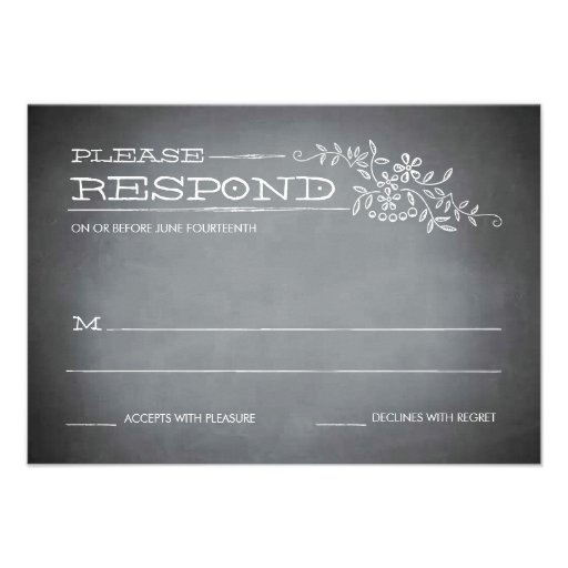 Chalkboard Stencil White Response Invitations