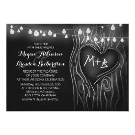 chalkboard string lights tree romantic wedding card