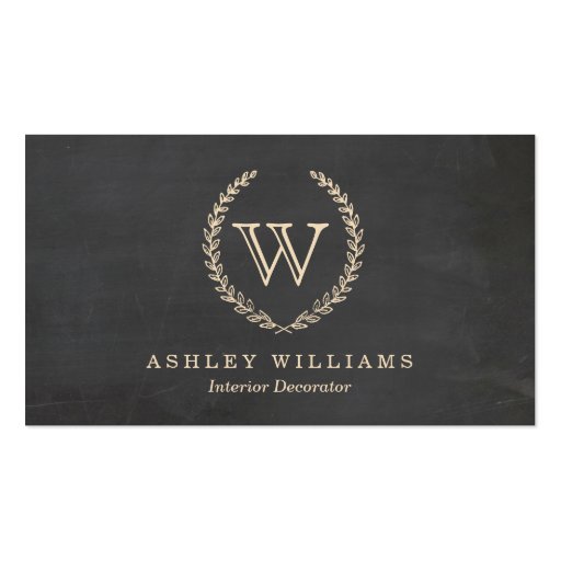 Chalkboard Style Monogram Business Cards (front side)