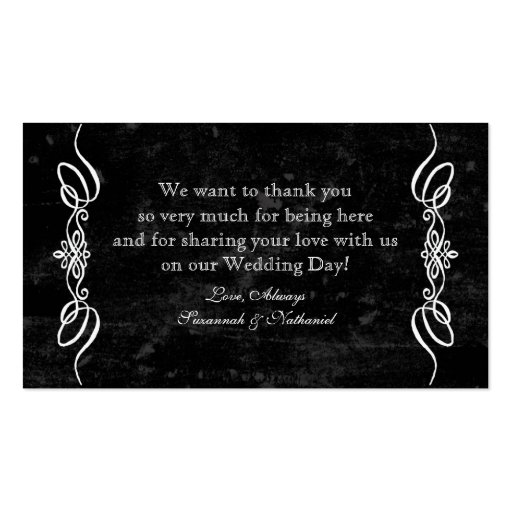 Chalkboard Style Rustic Swirl Couples Favor Tags Business Cards (back side)