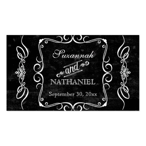 Chalkboard Style Rustic Swirl Couples Favor Tags Business Cards (front side)