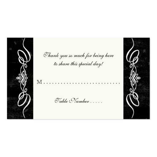 Chalkboard Style Rustic Swirl Table Seating Cards Business Card Template (back side)