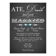 Chalkboard Style Wedding Reception Only Invite