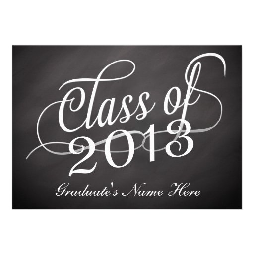 Chalkboard Swirl Class of 2013 Custom Announcements (front side)