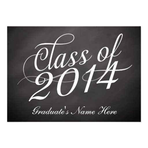 Chalkboard Swirl Class of 2014 Personalized Invites (front side)