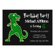 Chalkboard T-Rex Dinosaur Birthday Invitations