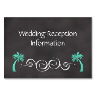 Chalkboard Teal Beach Wedding Reception Insert Table Cards