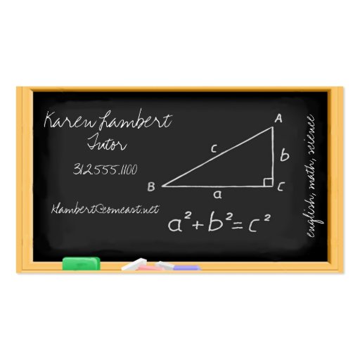 chalkboard tutor services business card (front side)