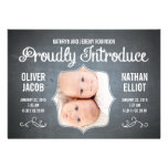 Chalkboard Twins Birth Announcements invitations