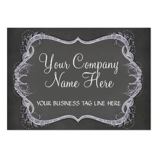 Chalkboard Typographic Leaf Swirl Modern Business Business Card