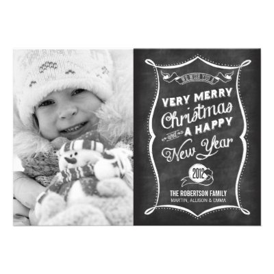 Chalkboard Typography 2012 Christmas Flat Card