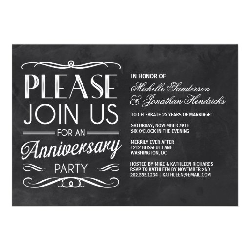 Chalkboard Typography | Anniversary Party Invite (front side)