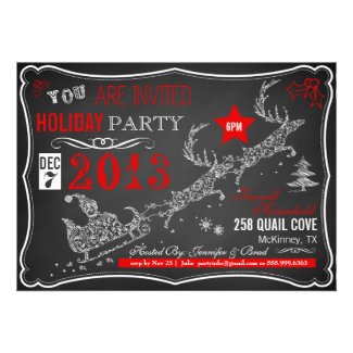 Chalkboard Typography Christmas Party Invitation