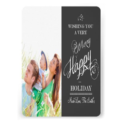 Chalkboard Typography Christmas Photo Card