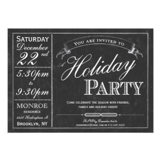 Chalkboard Typography Holiday Party Invitation