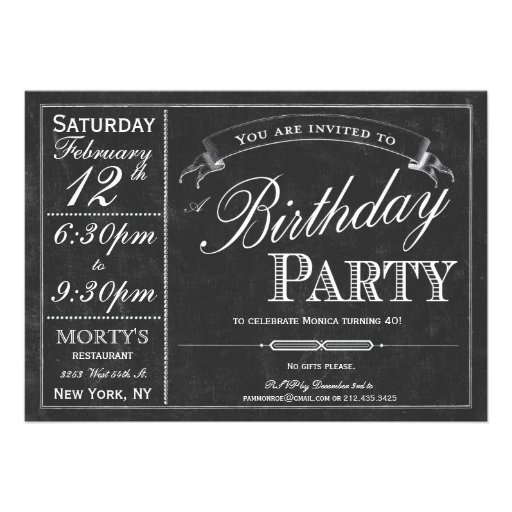 Chalkboard Typography Party Invitation