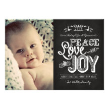 Chalkboard Typography Peace Love & Joy 2012 Card