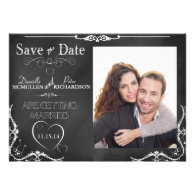 Chalkboard Typography Save the Date Photo Invite